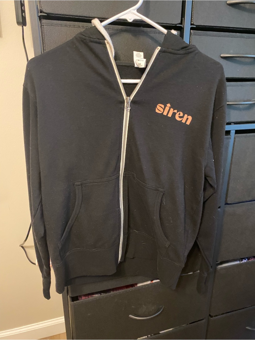 Siren Black Zip-Up Hoodie with Orange Logo